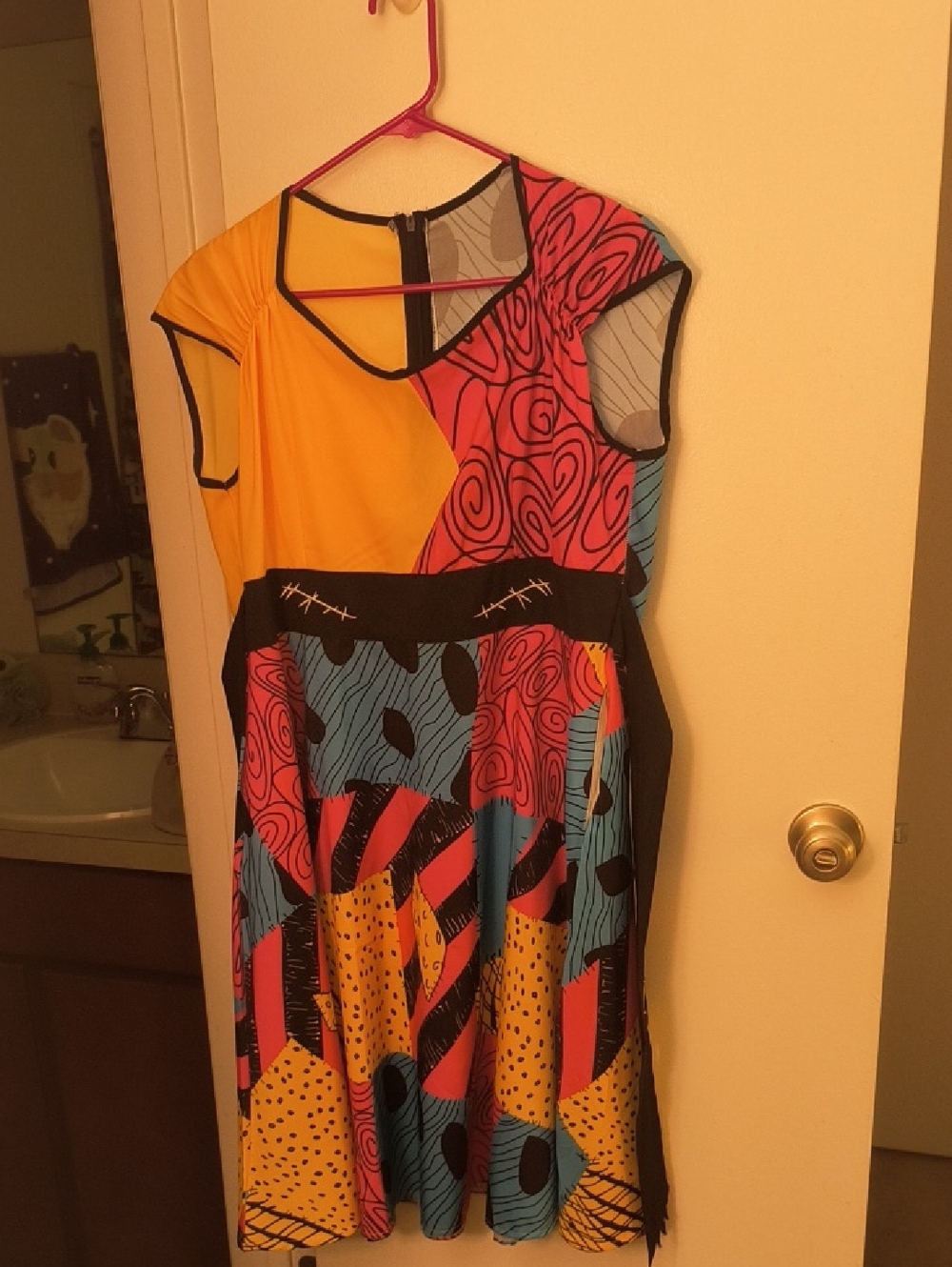 Colorblock Multicolor Short-Sleeve Women's Dress